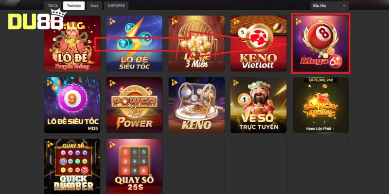 Bạn nhấn vào sản phẩm Mega 6/45 trên màn hình