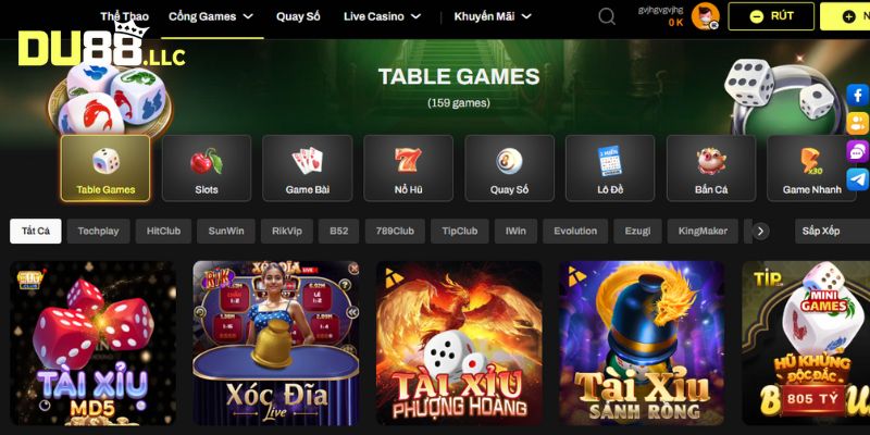Table games thu hút đông đảo cược thủ