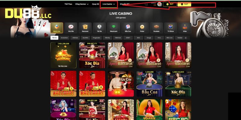 Lựa chọn vào danh mục casino trên trang web để giải trí