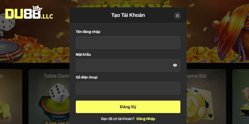 Cung cấp thông tin đầy đủ vào biểu mẫu tạo tài khoản