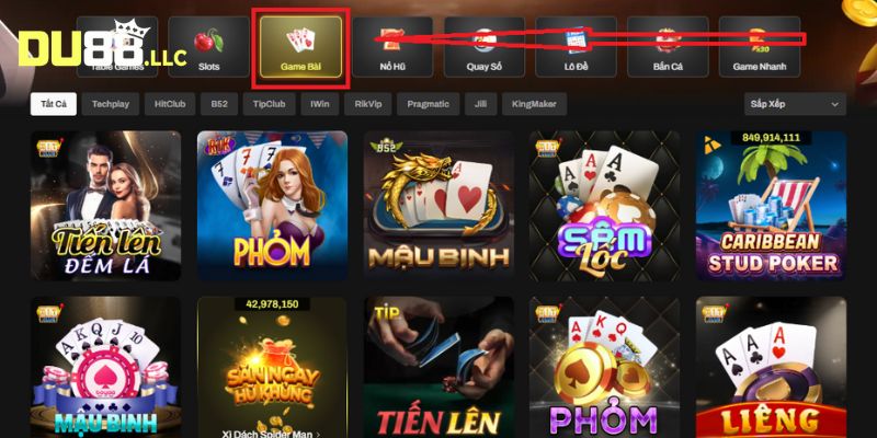 Lựa chọn danh mục game bài để giải trí đổi thưởng