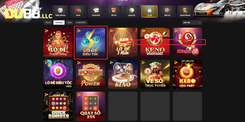 Người chơi lựa chọn vào sản phẩm lô đề siêu tốc