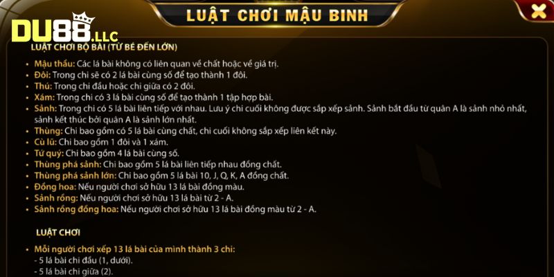 Tìm hiểu nguyên tắc của một ván đấu Mậu Binh