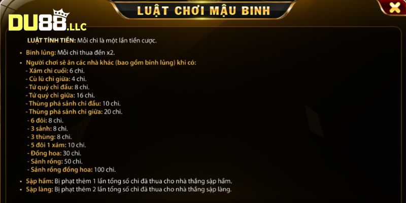 Người chơi sẽ nhận được tiền thắng giá trị theo quy định của nhà cái