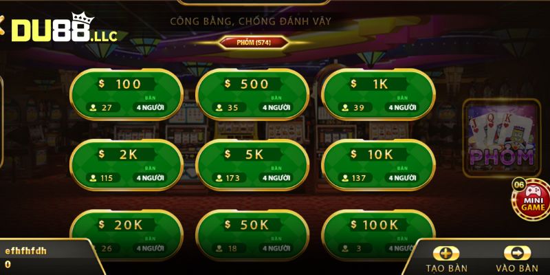 Trò chơi phỏm uy tín tại nhà cái DU88
