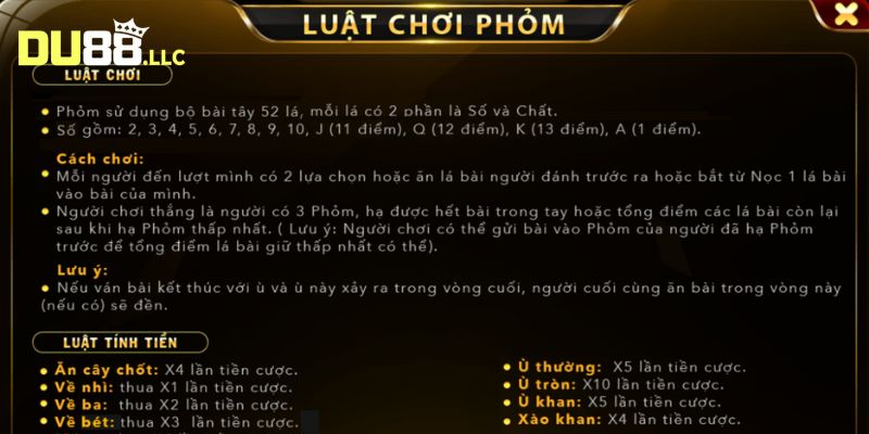 Bạn tìm hiểu quy tắc của một ván đấu bài phỏm