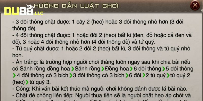 Bạn tham khảo các trường hợp đặc biệt trong tiến lên miền Nam