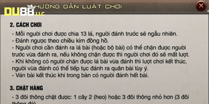 Quy luật của một ván đấu tiến lên miền Nam diễn ra đơn giản