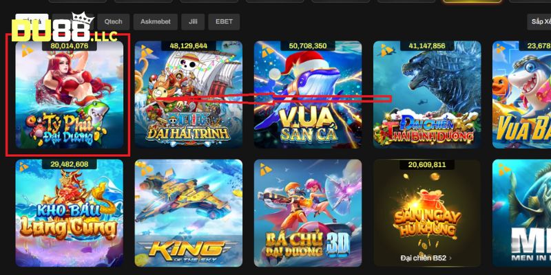 Tại giao diện lựa chọn game Bắn Cá Tỷ Phú Đại Dương